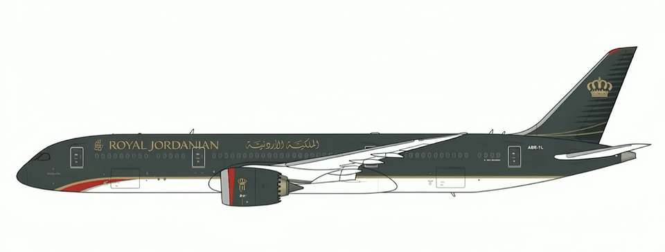 Pre - Order JC Wings XX40880A 1:400 Royal Jordanian Boeing 787 - 9 Dreamliner Reg: JY - RBA "Flaps Down"
