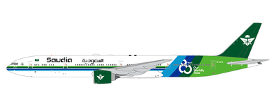 Pre-Order JC Wings XX40895A 1:400 Saudi Arabian Airlines Boeing 777-300ER "80 Years" Reg: HZ-AK36 "Flaps Down"