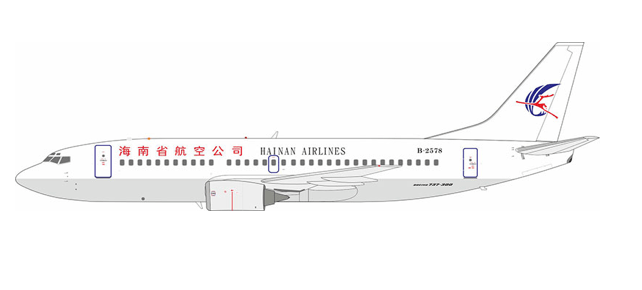 Pre - Order KJ Models KJ - B733 - 111 1:200 B - 2578 Hainan Airlines Boeing 737 - 33A