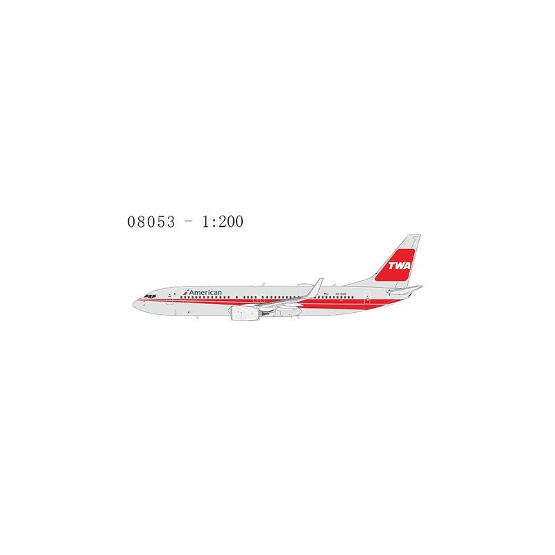 Pre - Order NG Models 08053 1:200 American Airlines 737 - 800/w N915NN (TWA retro special livery)