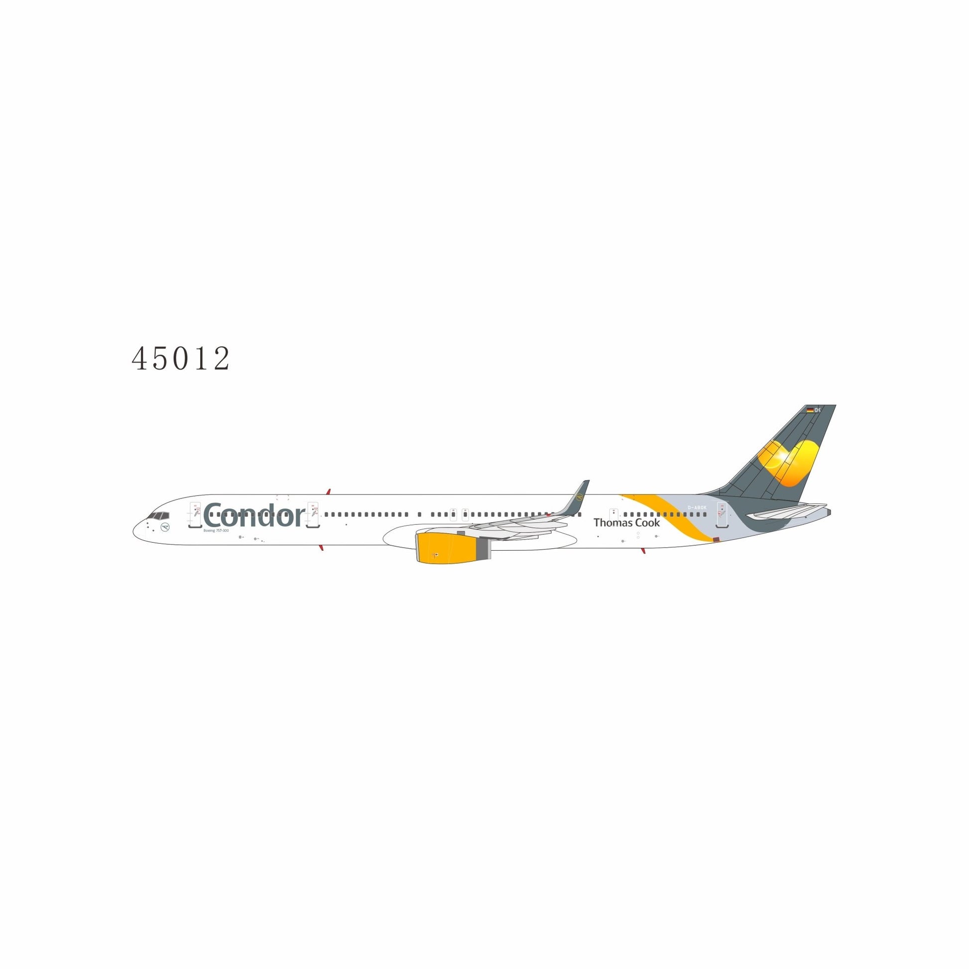 Pre-Order NG Models 45012 1:400 Condor 757-300/w D-ABOK (Condor / Thomas Cook Airlines hybrid livery with heart tail)