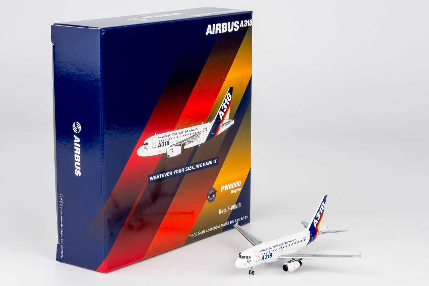 Pre-Order NG Models 48021 1:400 Airbus Industrie A318-100 F-WWIB "What Ever Your Size, We Have It." (with "What Ever Your Size, We Have It." titles)