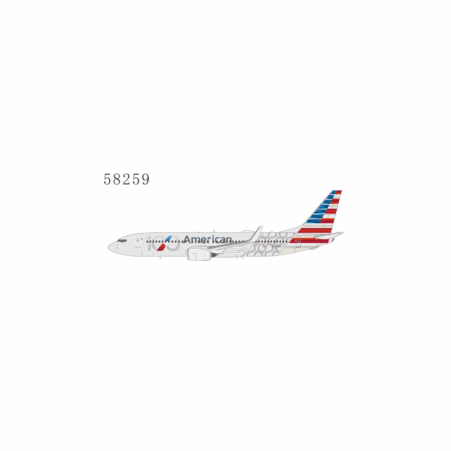 Pre-Order NG Models 58259 1:400 American Airlines 737-800/w N840NN (100th Anniversary)