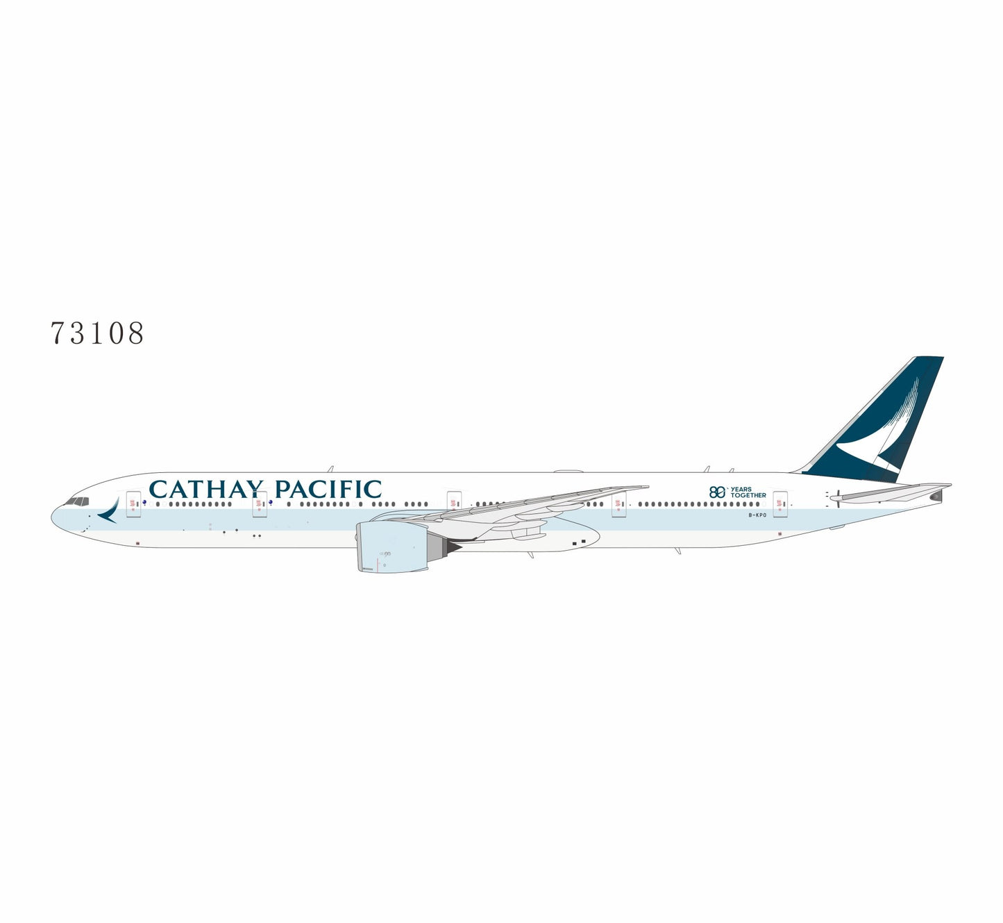 Pre-Order NG Models 73108 1:400 Cathay Pacific Airways 777-300ER B-KPO (large titles; "80 Years Together" sticker)