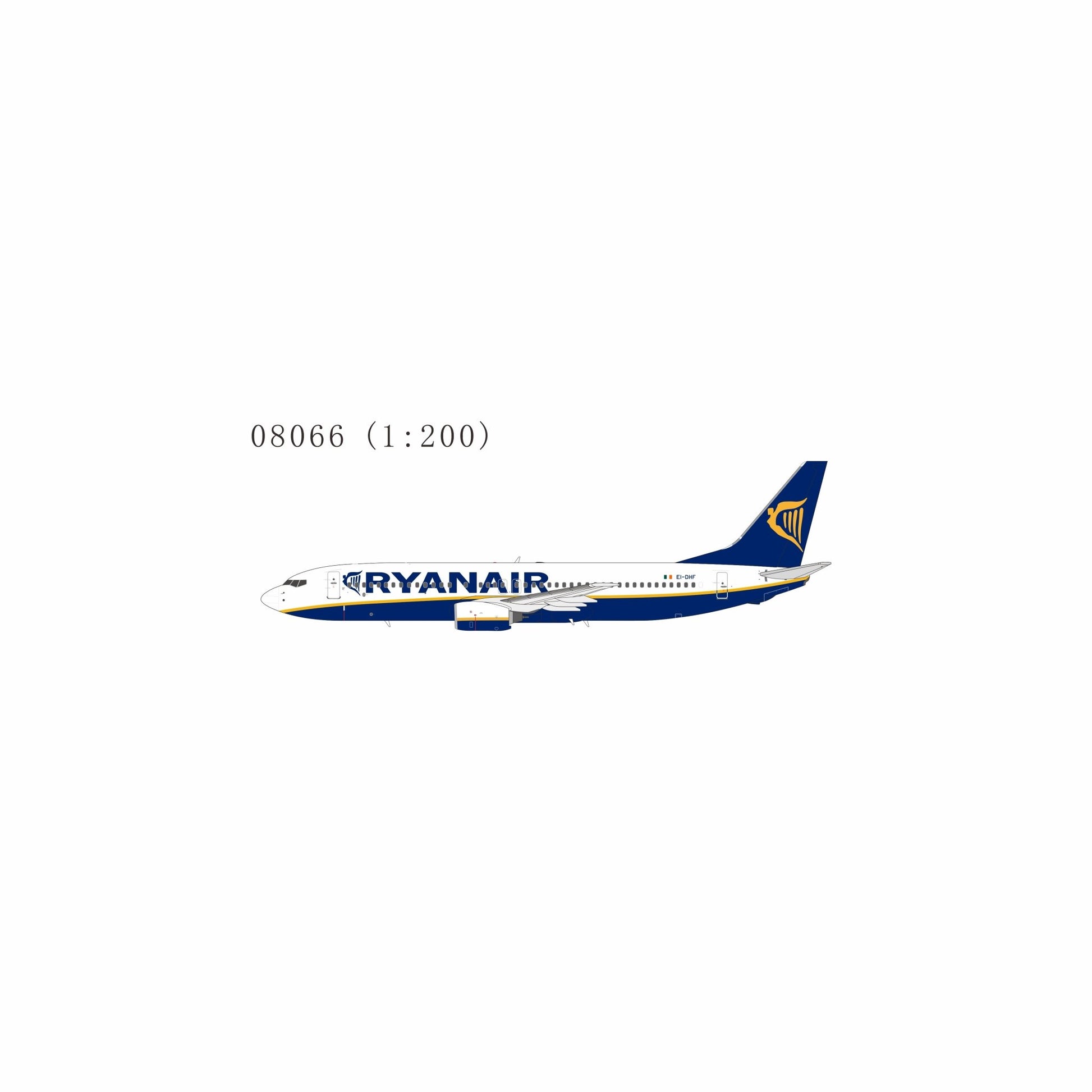 Pre-Order NG Models 8066 1:200 Ryanair 737-800/w EI-DYL current colors with scimitar winglets