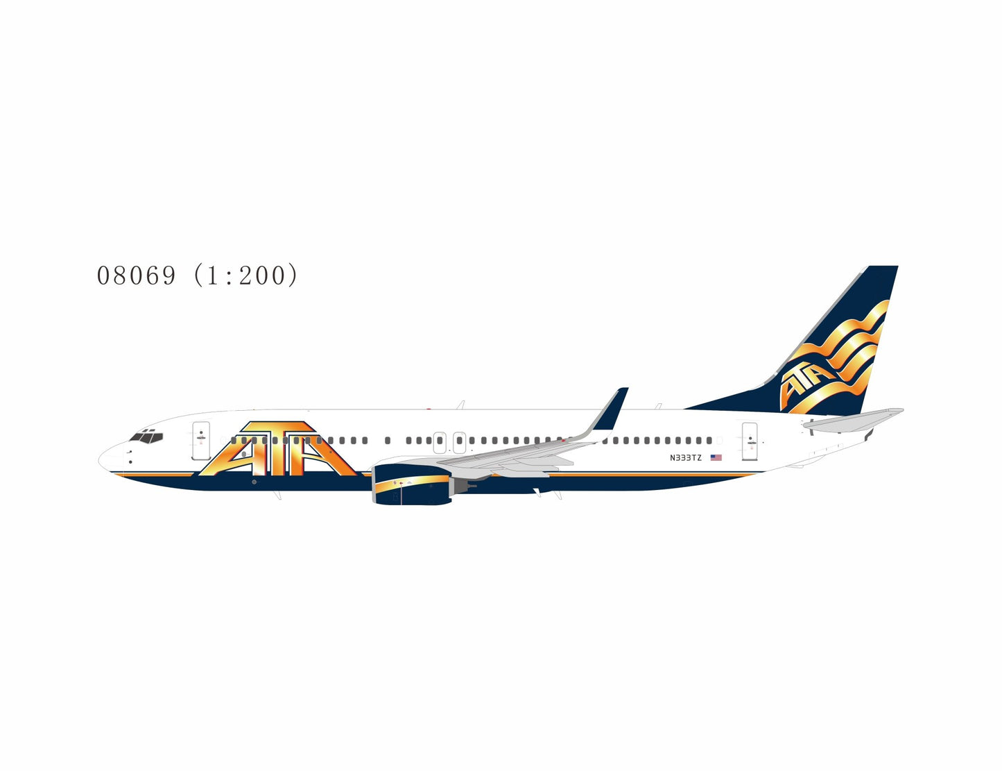 Pre-Order NG Models 8069 1:200 American Trans Air - ATA Airlines 737-800/w N333TZ