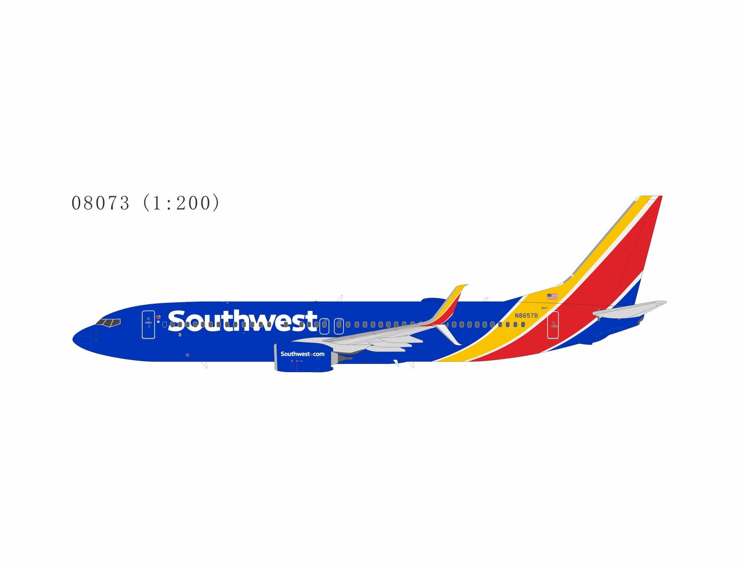 Pre-Order NG Models 8073 1:200 Southwest Airlines 737-800/w N8657B Heart livery with halogen landing lights; with scimitar winglets