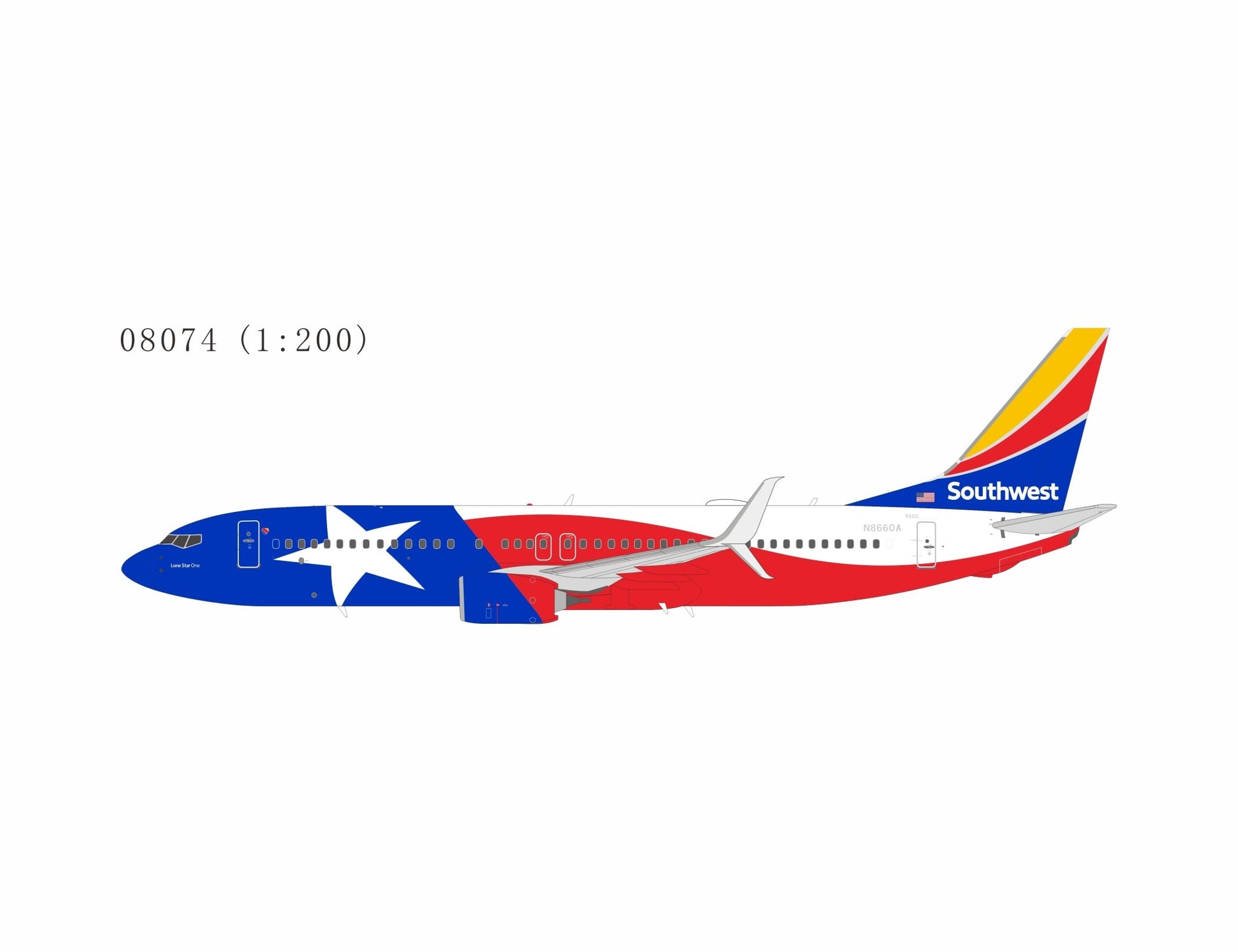 Pre-Order NG Models 8074 1:200 Southwest Airlines 737-800/w N8660A new "Lone Star One"