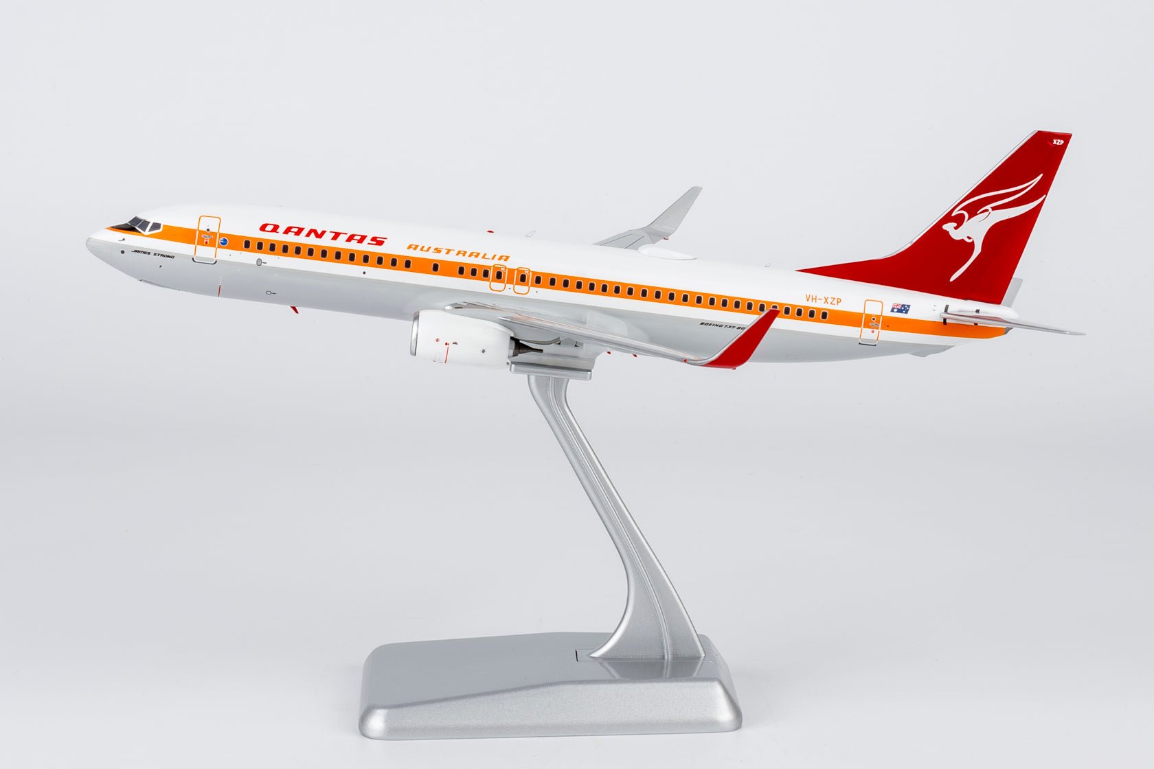 Pre-Order NG Models 8075 1:200 Qantas Airways 737-800/w VH-XZP retro 'Ochre' c/s, named 'James Strong