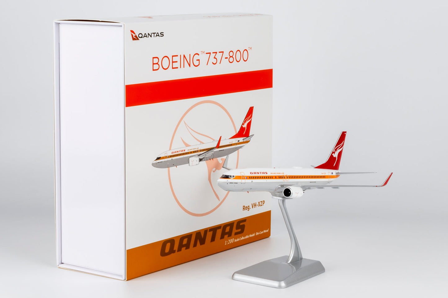 Pre-Order NG Models 8075 1:200 Qantas Airways 737-800/w VH-XZP retro 'Ochre' c/s, named 'James Strong