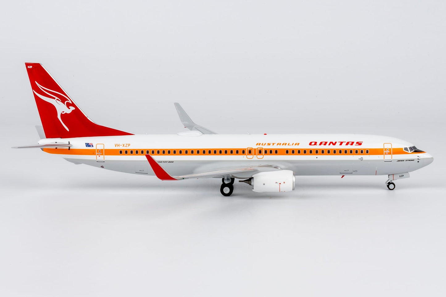 Pre-Order NG Models 8075 1:200 Qantas Airways 737-800/w VH-XZP retro 'Ochre' c/s, named 'James Strong