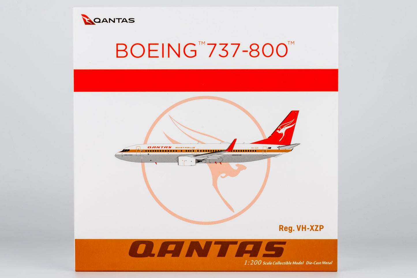 Pre-Order NG Models 8075 1:200 Qantas Airways 737-800/w VH-XZP retro 'Ochre' c/s, named 'James Strong
