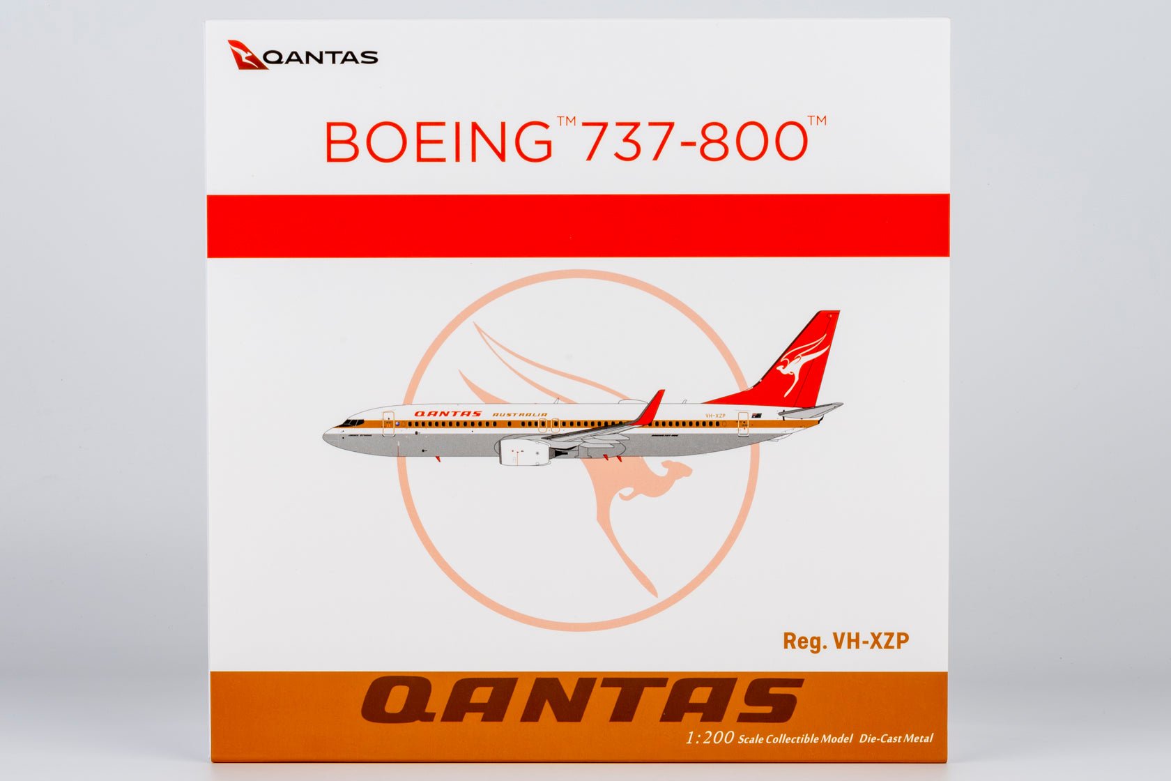 Pre-Order NG Models 8075 1:200 Qantas Airways 737-800/w VH-XZP retro 'Ochre' c/s, named 'James Strong