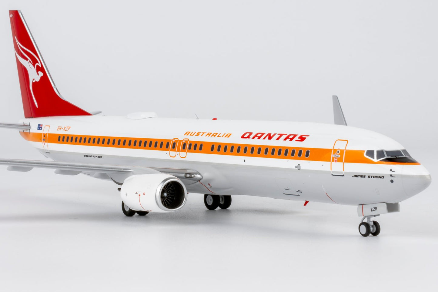 Pre-Order NG Models 8075 1:200 Qantas Airways 737-800/w VH-XZP retro 'Ochre' c/s, named 'James Strong