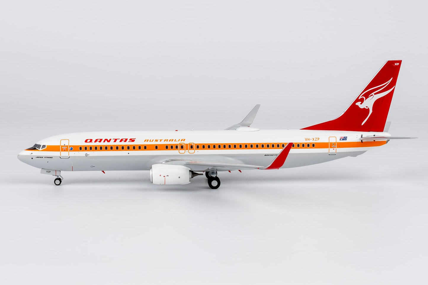 Pre-Order NG Models 8075 1:200 Qantas Airways 737-800/w VH-XZP retro 'Ochre' c/s, named 'James Strong