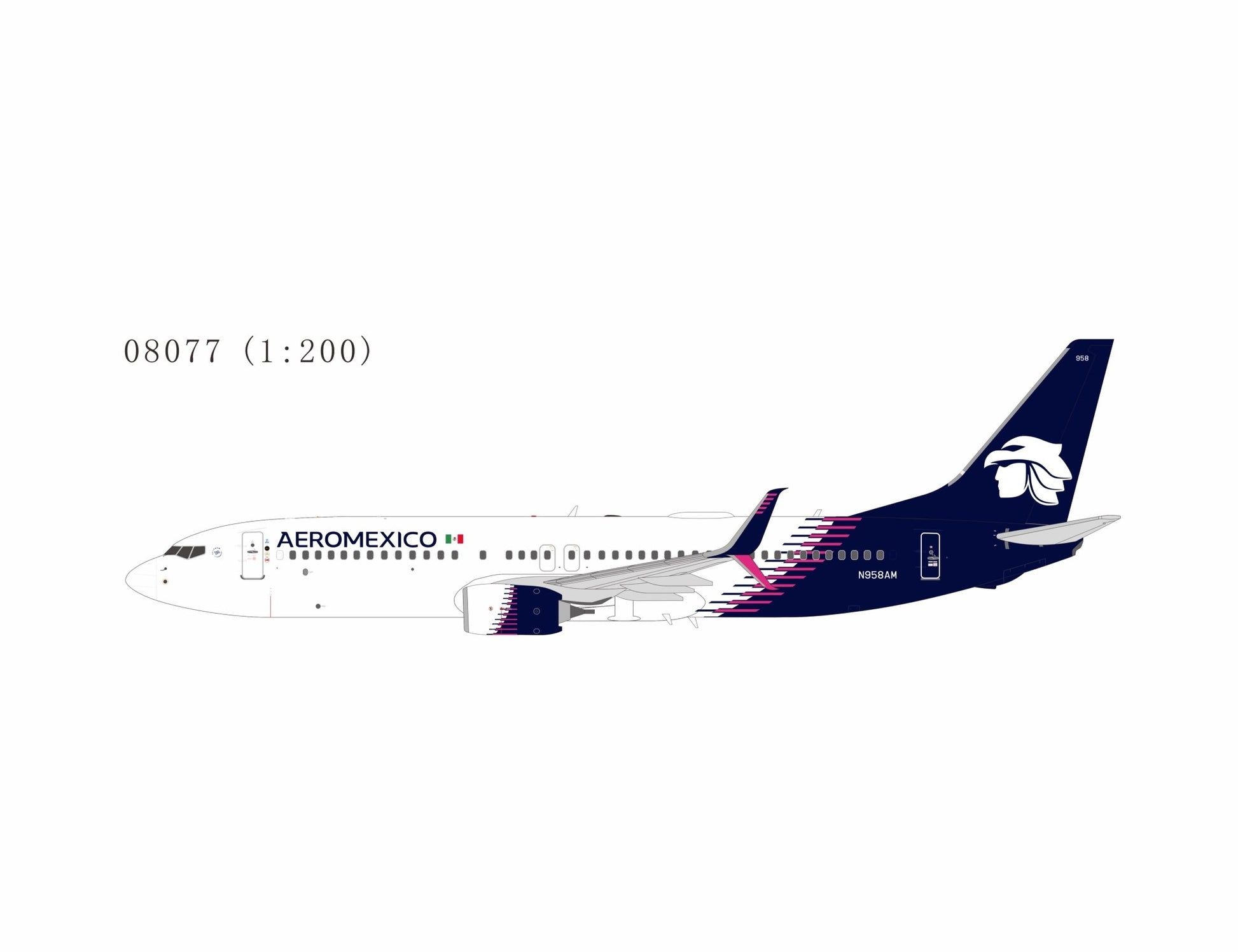 Pre-Order NG Models 8077 1:200 Aeromexico 737-800/w N958AM new paint with scimitar winglets
