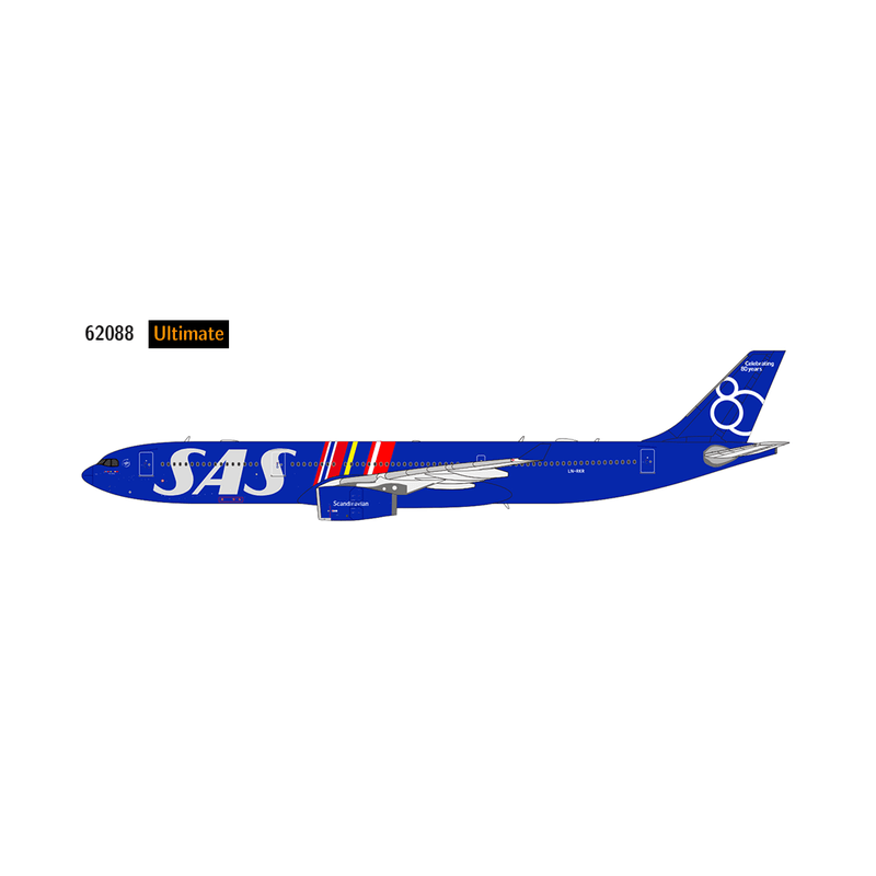 Pre - Order NG Models ULTIMATE 62088 1:400 SAS Scandinavian Airlines A330 - 300 LN - RKR (Celebrating 80 Years Livery)