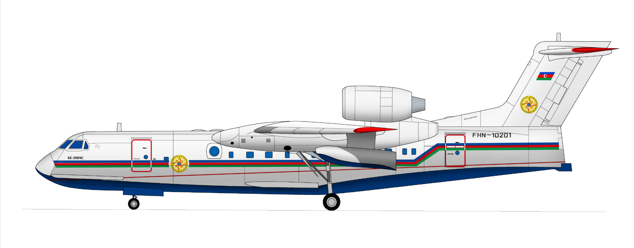 ODEWM Models A1003 1:200 Azerbaijan Beriev Be-200 Amphibious Flying ...