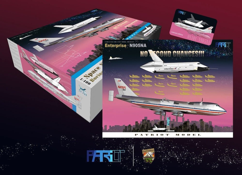 Pre - Order Patriot Model PT - 400 - 023FD 1:400 Boeing 747 - 123 NASA N905NA & Space Shuttle Orbiter OV - 101"Enterprise" Flaps Down Edition