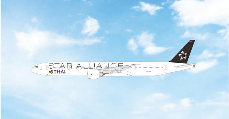 Pre - Order Phoenix Models 12089 1:400 Thai Airways B777 - 300ER HS - TKQ Star Alliance
