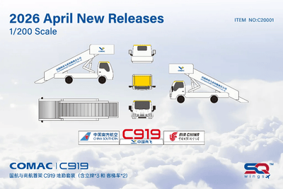 Pre - Order SQ Wings C20001 1:200 C919 "Boarding Stairs ×2 + Display Podium ×3"