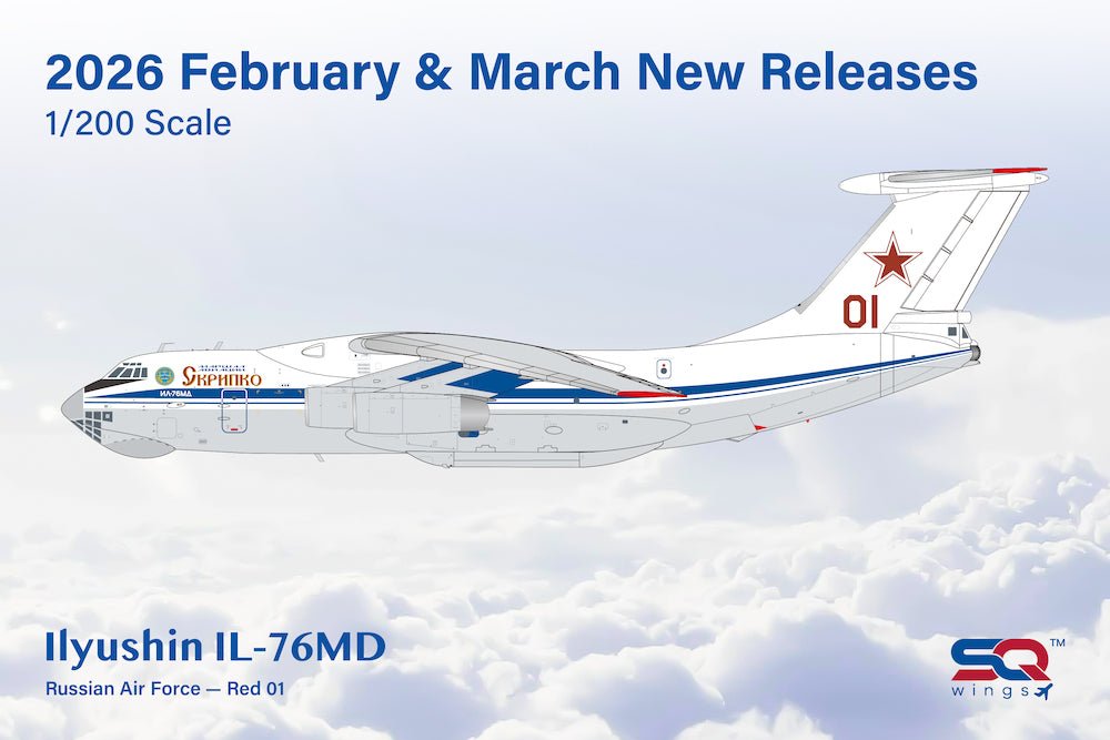 Pre - Order SQ Wings L2095 1:200 Russian Air Force IL - 76 Red 01