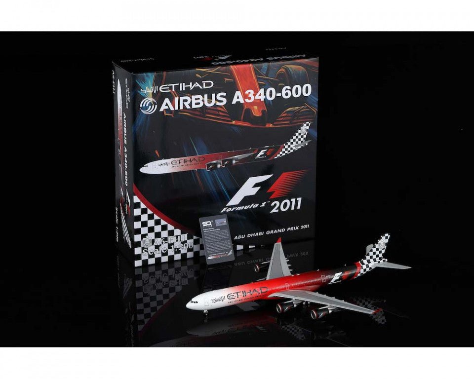 Pre - Order SQ Wings L2166FD 1:200 Etihad Airways Airbus A340 - 600 A6 - EHJ "ABU DHABI GRAND PRIX 2010" "Flaps Down"