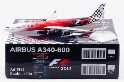 Pre - Order SQ Wings L2170FD 1:200 Etihad Airways Airbus A340 - 600 A6 - EHJ "ABU DHABI GRAND PRIX 2014" "Flaps Down"
