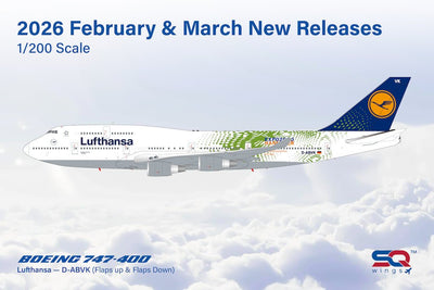 Pre - Order SQ Wings L2185FD 1:200 Lufthansa B747 - 400 D - ABVK Hannover EXPO 2000 Flaps Down