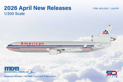 Pre - Order SQ Wings L2227FD 1:200 American MD - 11 N1766A "Flaps Down"
