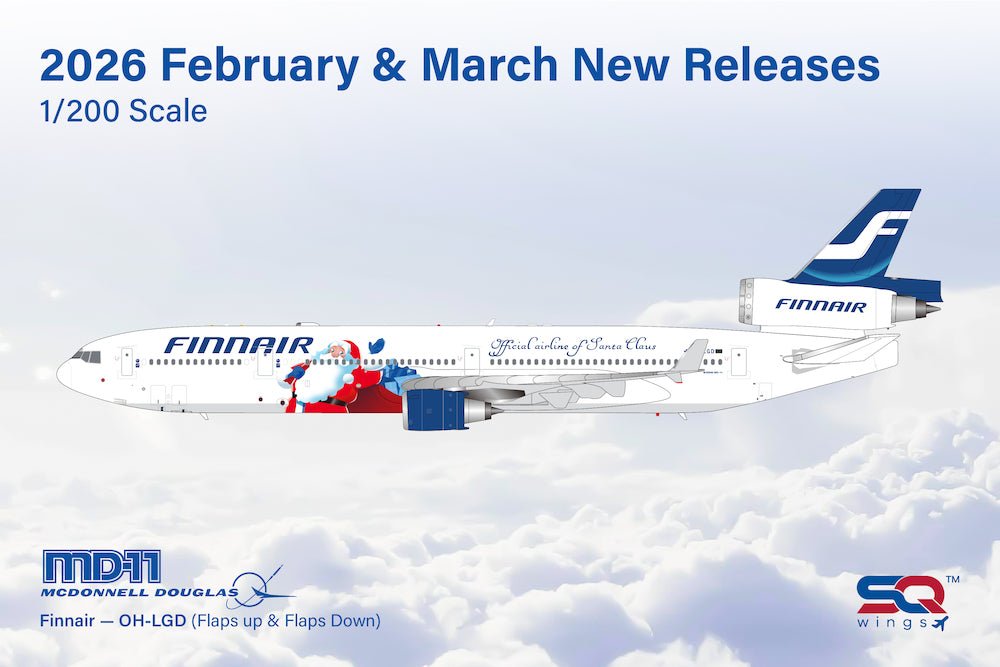 Pre - Order SQ Wings L2232FD 1:200 Finnair MD - 11 OH - LGD Official Airline of Santa Claus livery Flaps Down