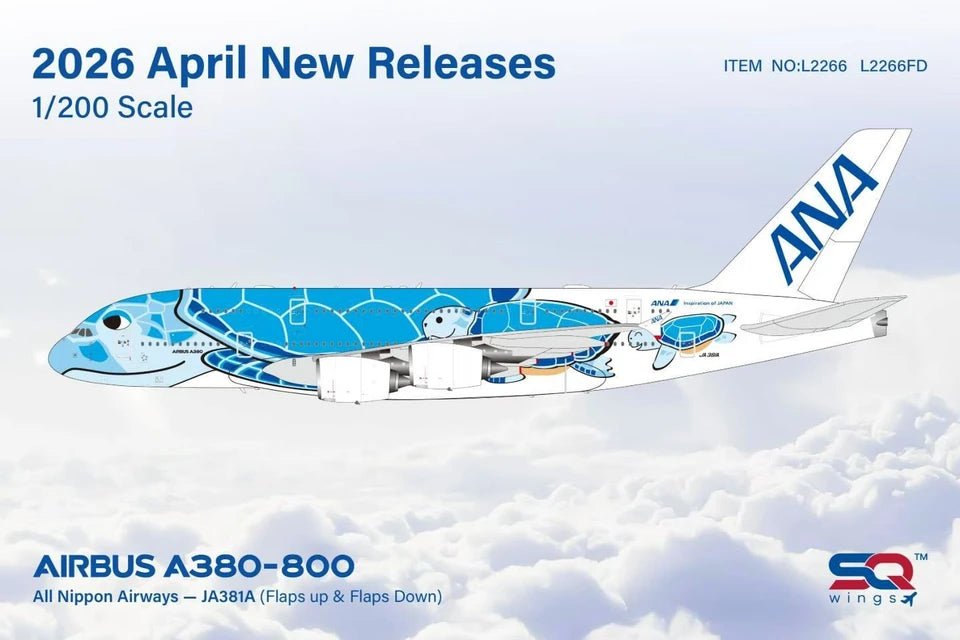 Pre - Order SQ Wings L2266FD 1:200 ANA A380 JA381A "Flaps Down"