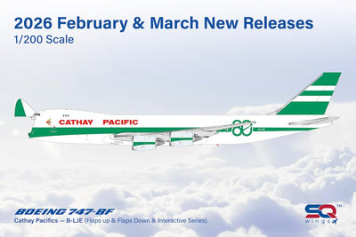 Pre - Order SQ Wings L2337FD 1:200 CATHAY PACIFIC B747 - 8F B - LJE 80th Anniversary Retro special colors Flaps Down