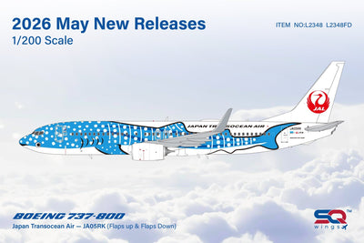 Pre - Order SQ Wings L2348FD 1:200 Japan Transocean Air B737 - 800 JA05RK Jinbei Jet/"Flaps Down"