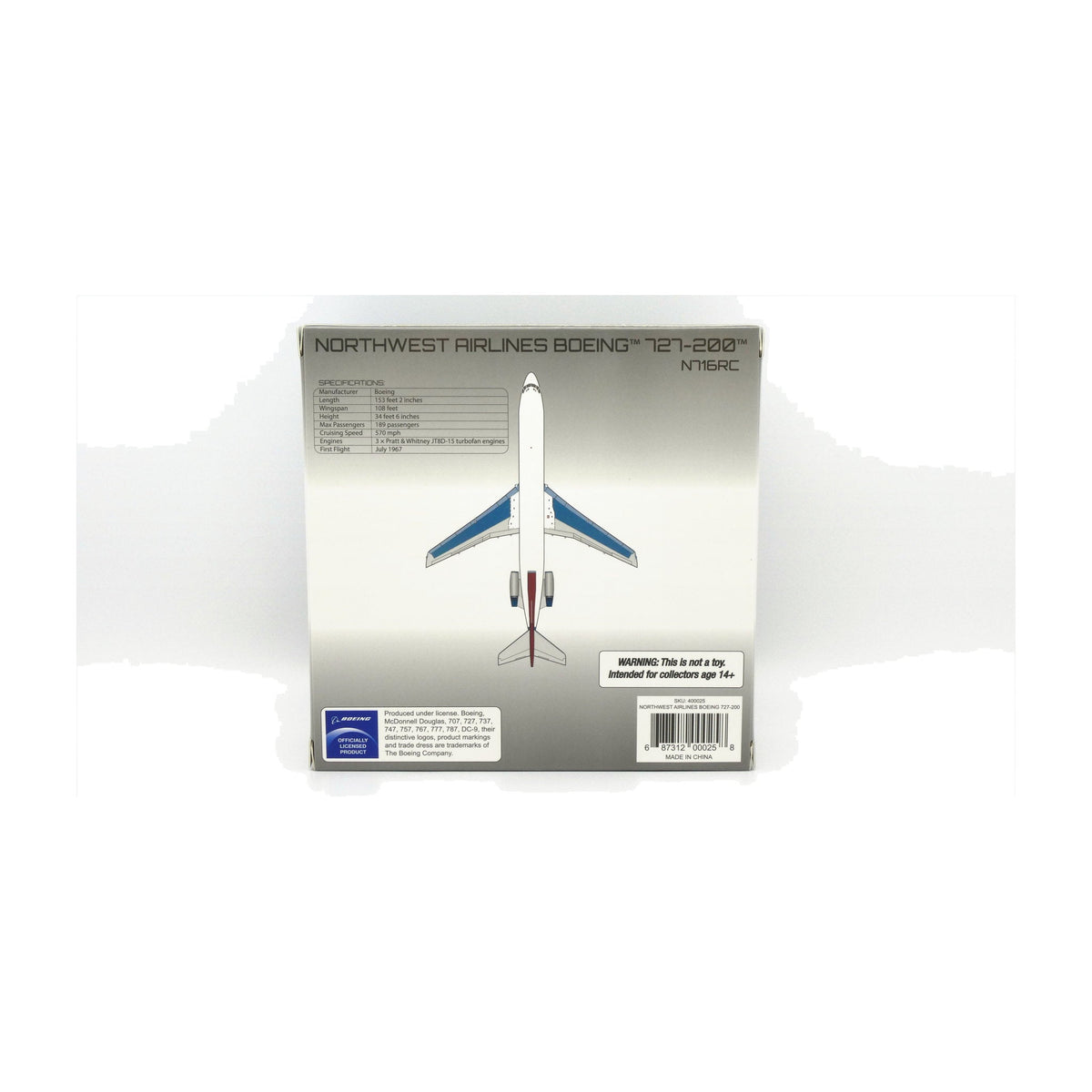 Pre-Order V1:400 400025 1:400 Northwest Airlines Boeing 727-200 N716RC