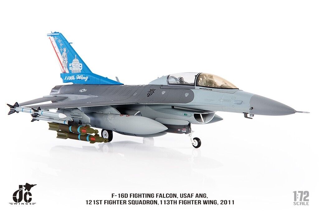 JC Wings JCW-72-F16-016 1:72 F-16D Fighting Falcon USAF 113th FW, 121st FS DC ANG, #85-0509, Joint Base Andrews, MD, 2011