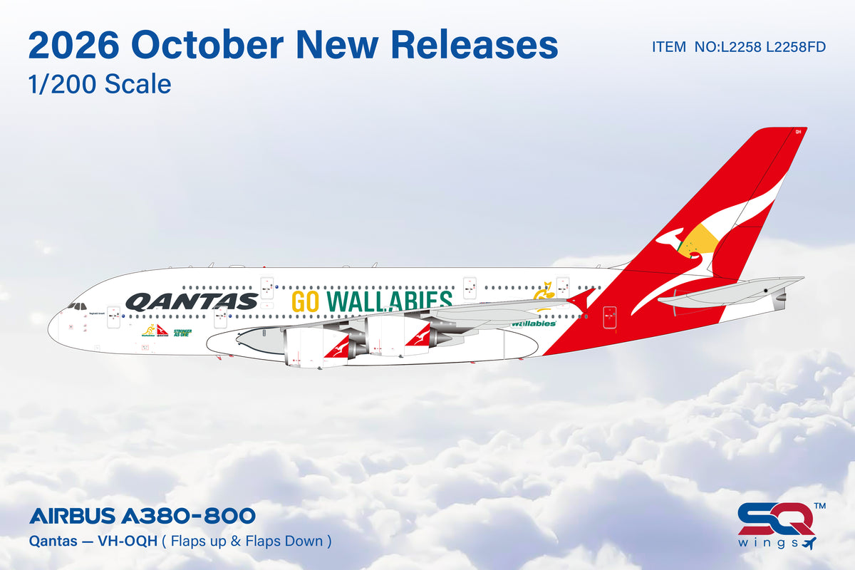 SQ Wings 1:200 scale Qantas A380 VH-OQH "Go Wallabies" diecast model airplane