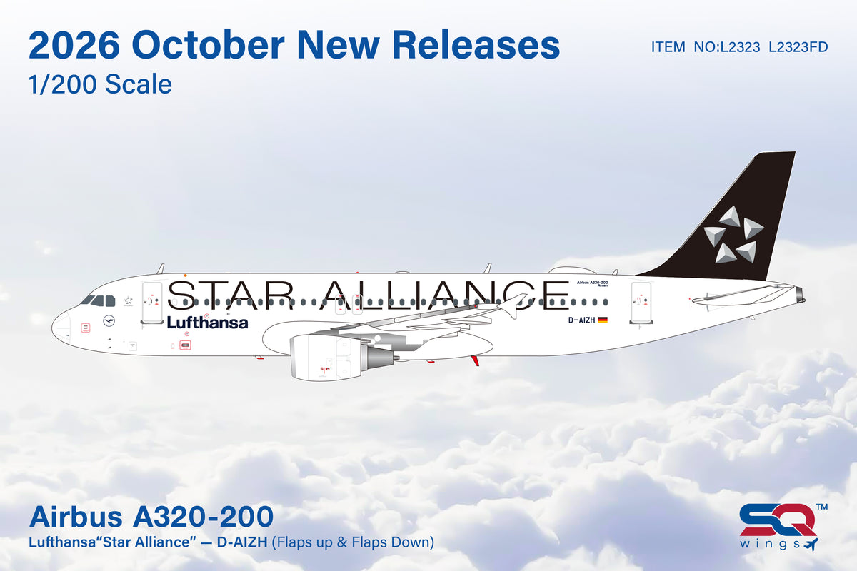 SQ Wings 1:200 scale Lufthansa A320 D-AIZH "Star Alliance" "Flaps Down" diecast model airplane
