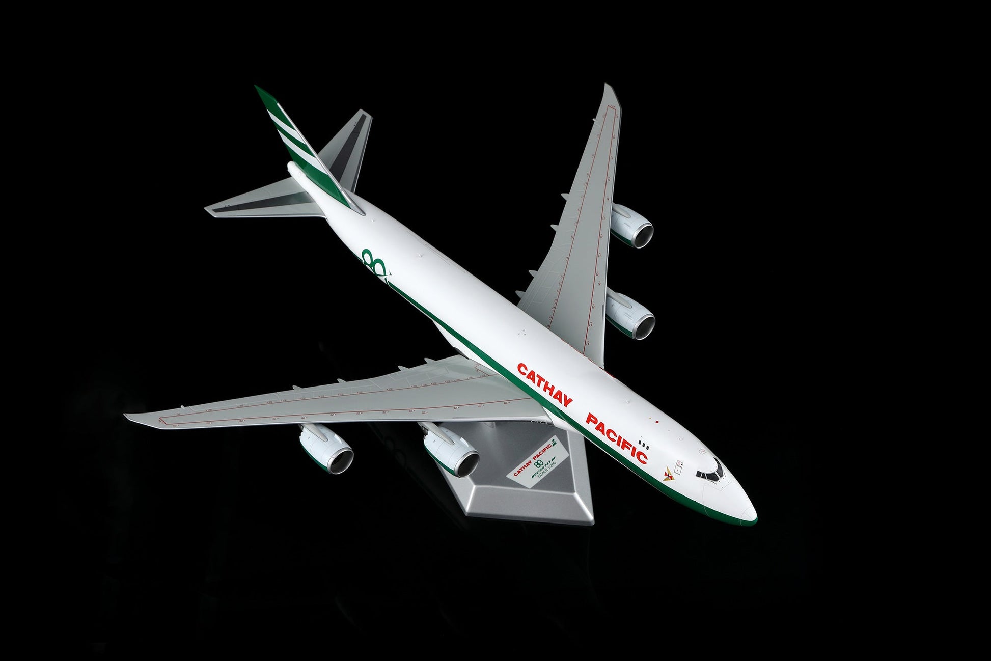 SQ Wings L2337FD 1:200 CATHAY PACIFIC B747-8F B-LJE 80th Anniversary Retro special colors Flaps Down