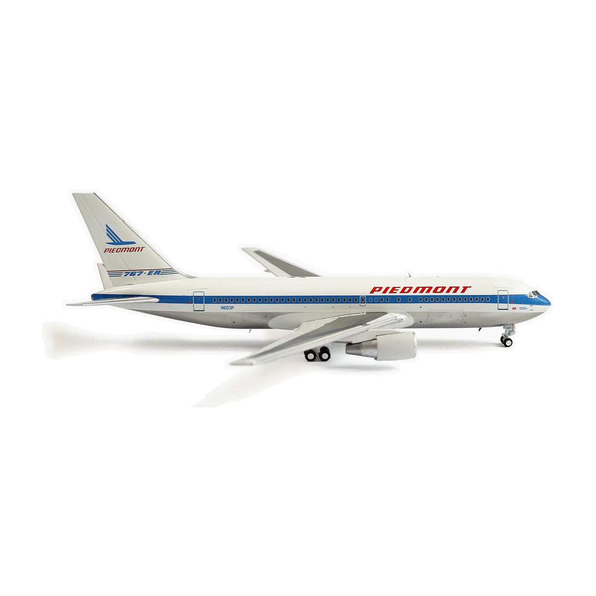 V1:400 1:400 scale Piedmont Airlines Boeing 767-200ER N603P diecast model - left side profile