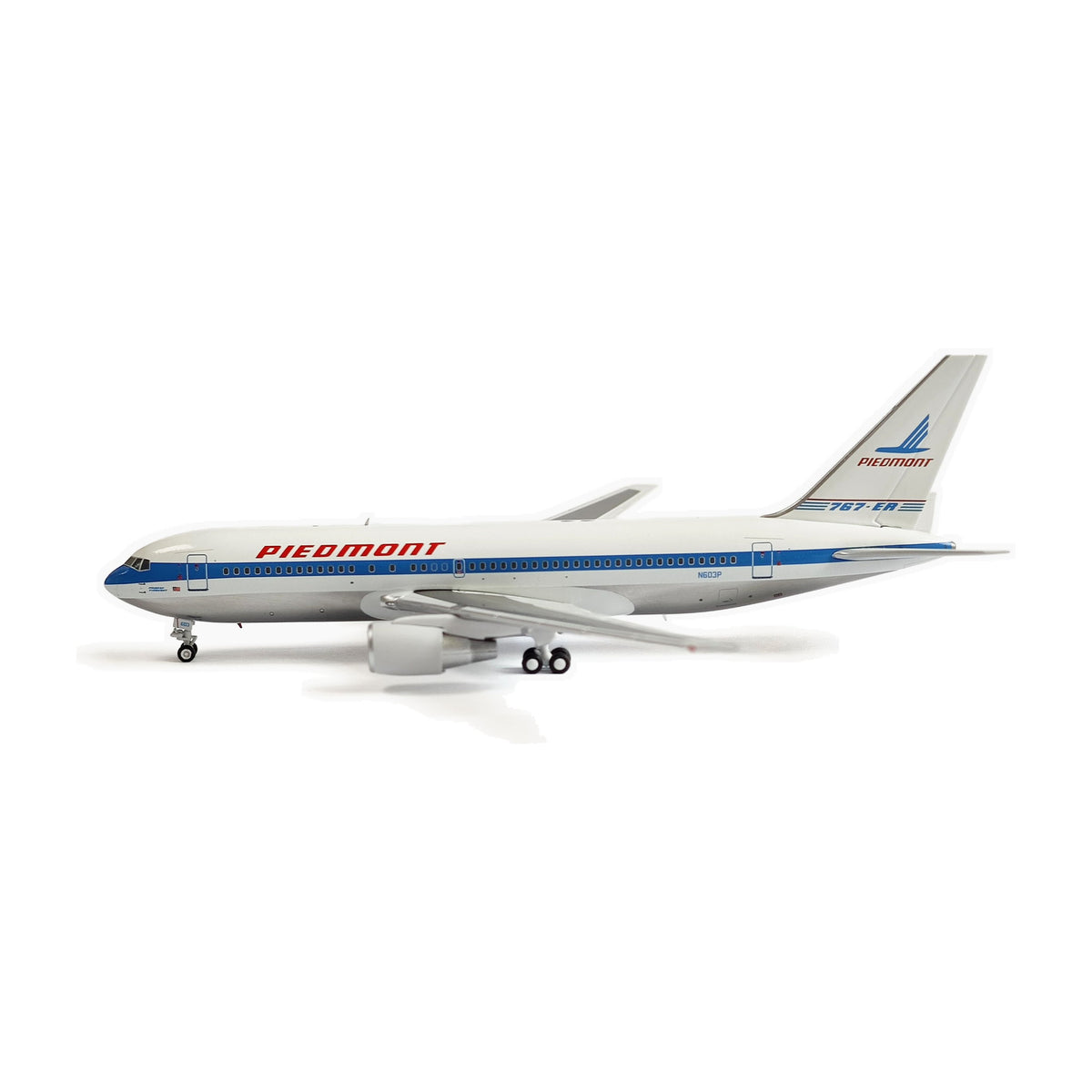 V1:400 1:400 scale Piedmont Airlines Boeing 767-200ER N603P diecast model - right side profile