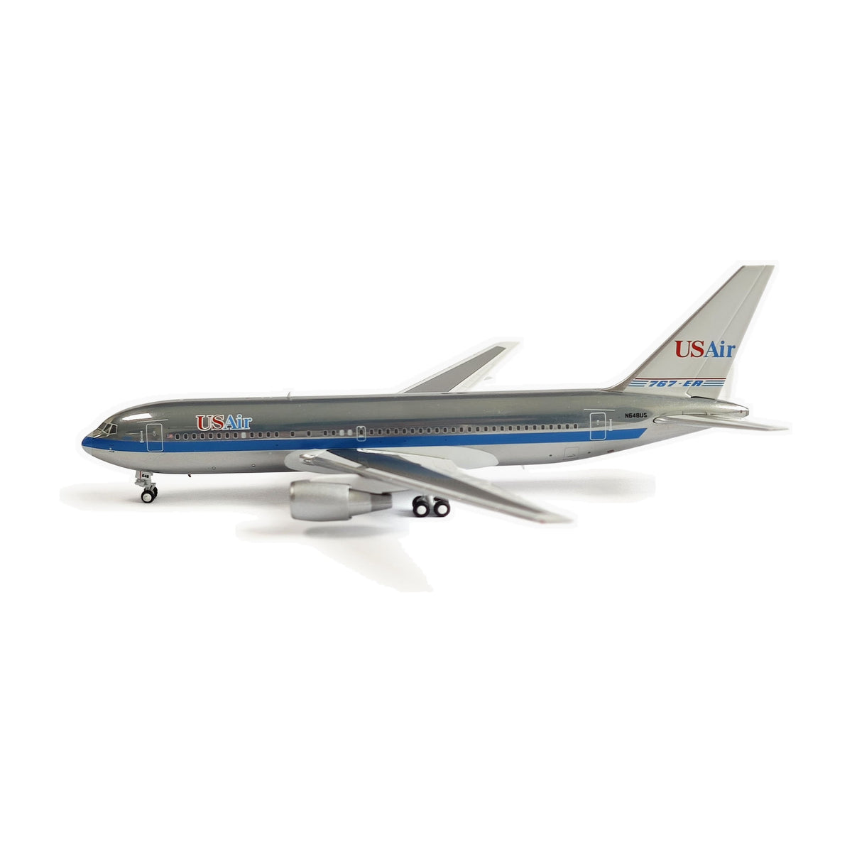 V1:400 1:400 scale USAir Boeing 767-200ER Piedmont Hybrid N648US diecast model - right side profile