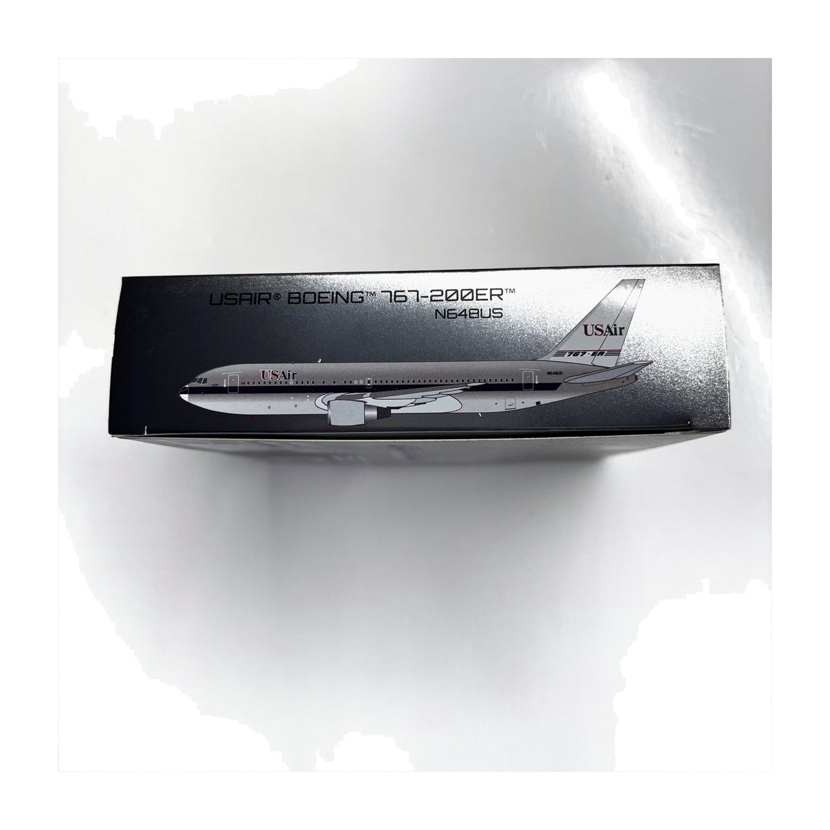 V1:400 1:400 scale USAir Boeing 767-200ER Piedmont Hybrid N648US diecast model - packaging side panel
