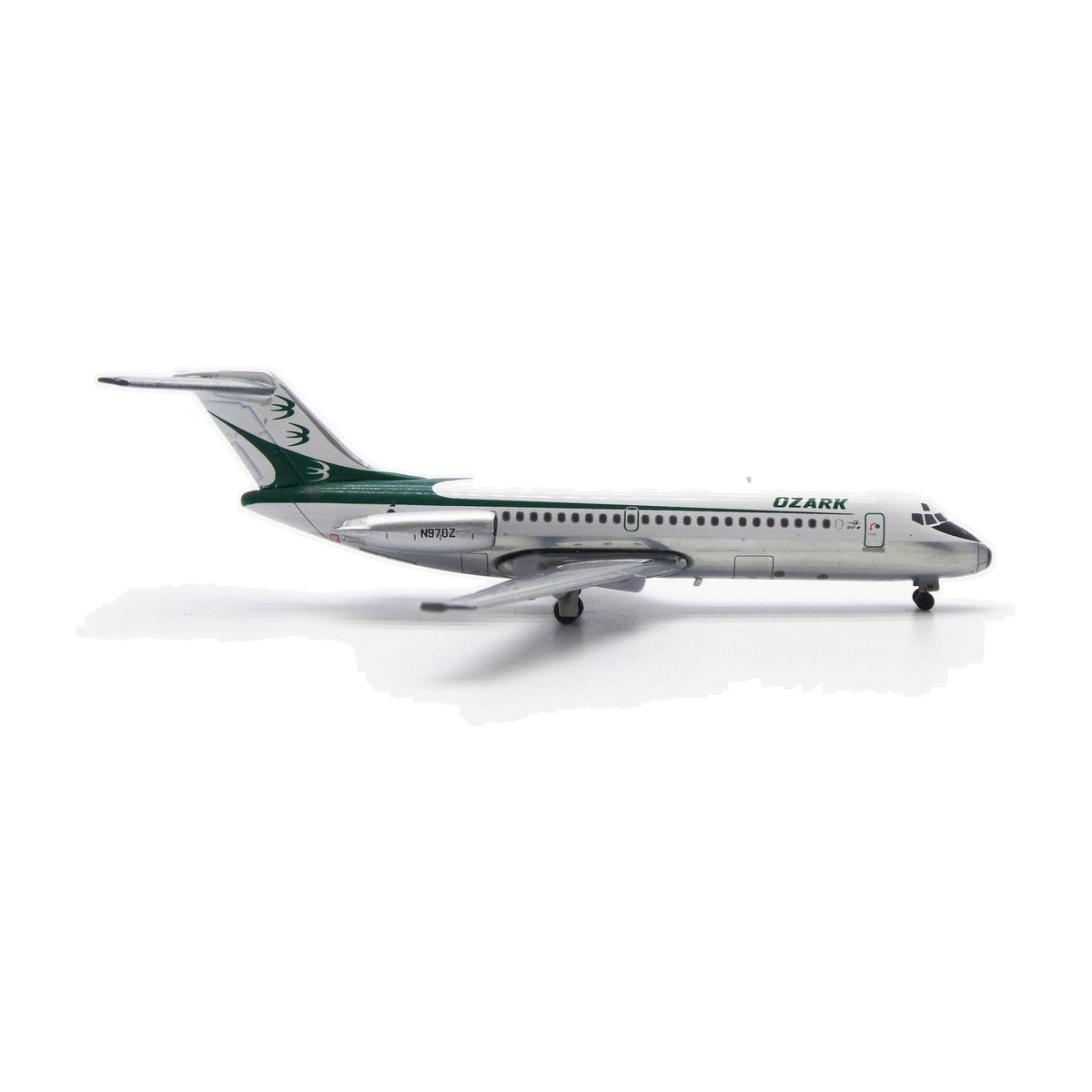 V1:400 1:400 scale Ozark Air Lines DC-9-15 N970Z diecast model - left side profile