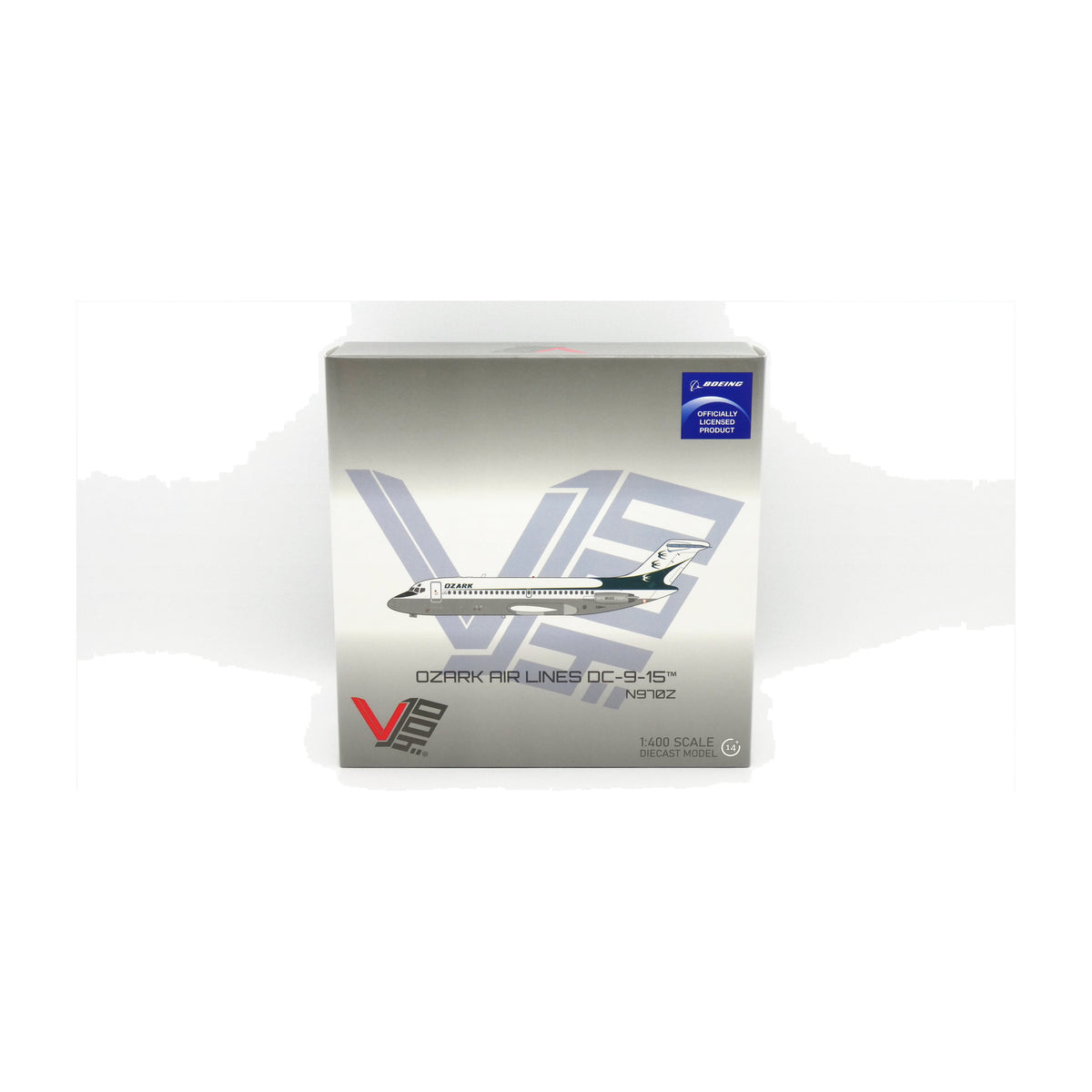 V1:400 1:400 scale Ozark Air Lines DC-9-15 N970Z diecast model - packaging front