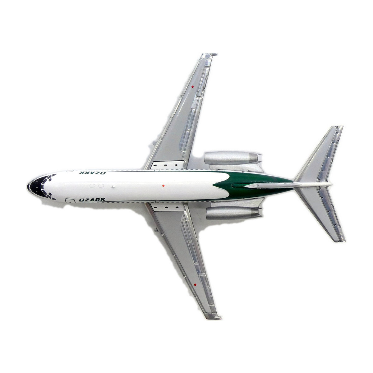 V1:400 1:400 scale Ozark Air Lines DC-9-15 N970Z diecast model - overhead planform view