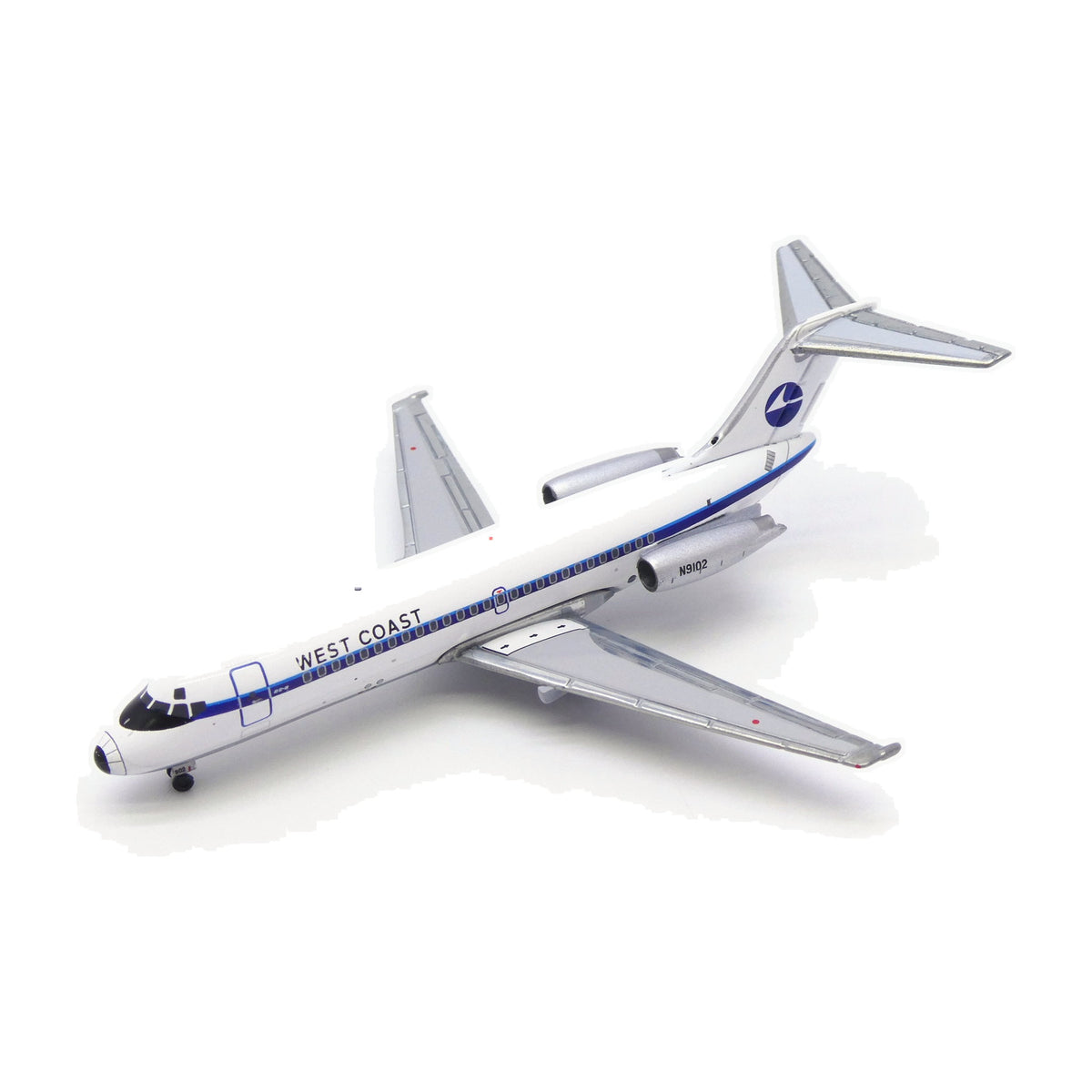 V1:400 1:400 scale West Coast Airlines DC-9-14 N9102 diecast model - front three-quarter view