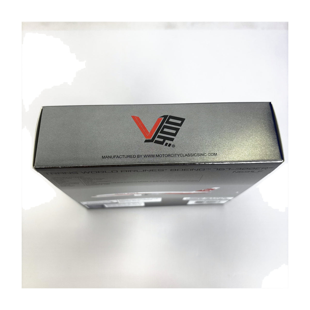V1:400 1:400 scale Trans World Airlines Boeing 767-300 N691LF diecast model - packaging end panel