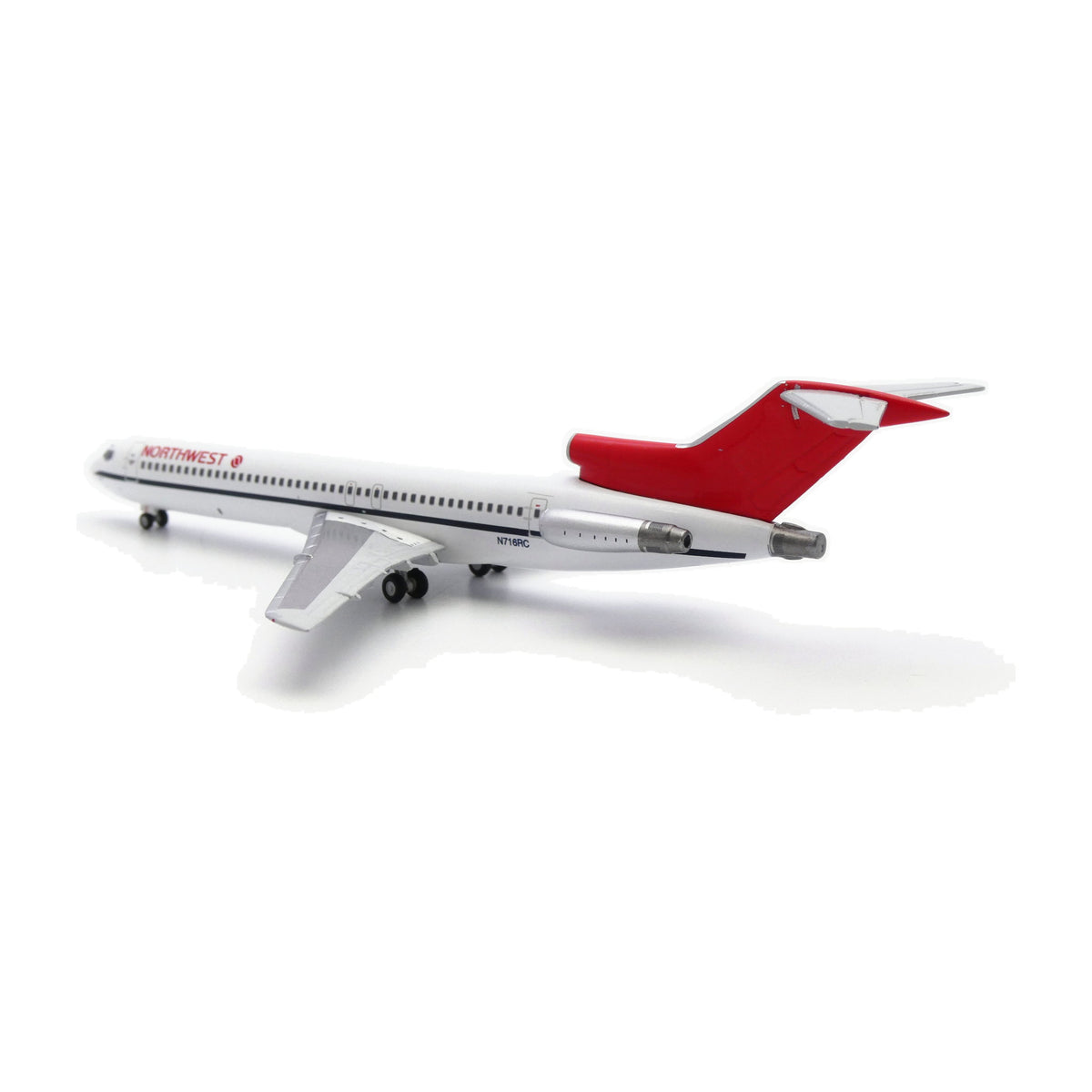 V1:400 1:400 scale Northwest Airlines Boeing 727-200 N716RC diecast model - rear three-quarter view