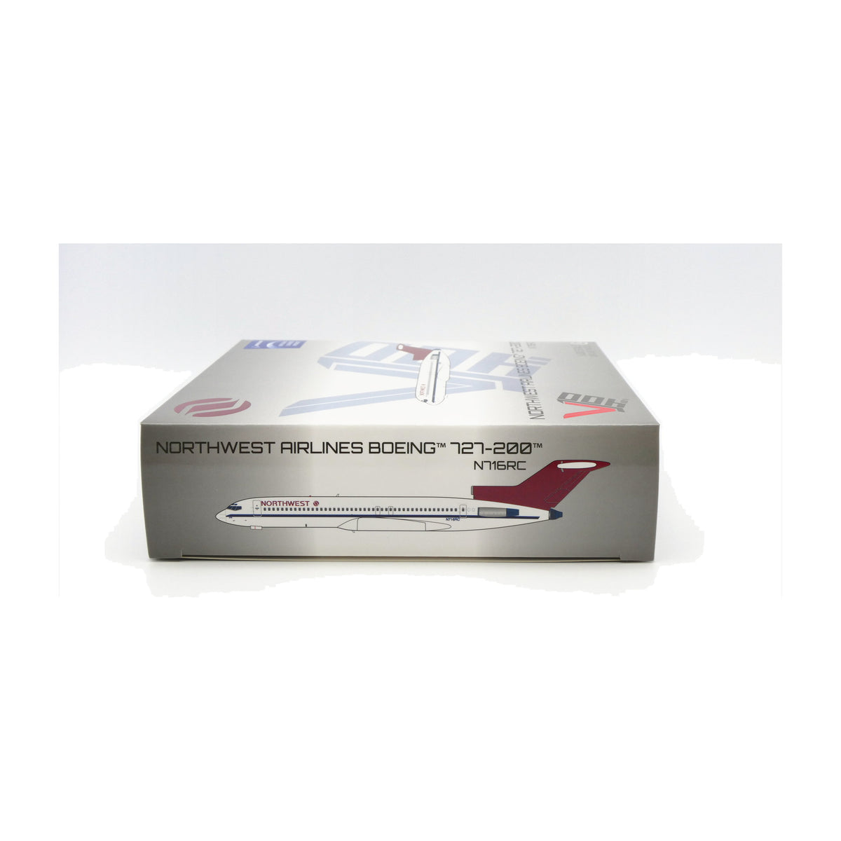 V1:400 1:400 scale Northwest Airlines Boeing 727-200 N716RC diecast model - packaging side panel
